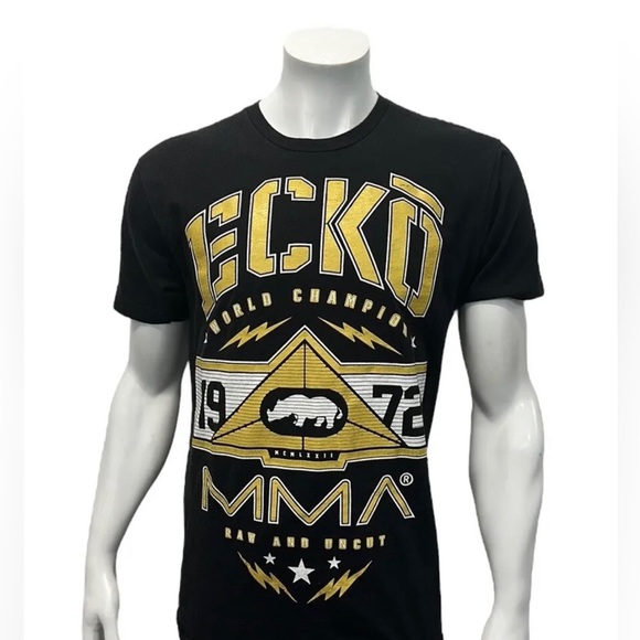 ECKO UNLTD MMA World Champion Raw and Uncut 1972 Black Yellow Rino T-Shirt Large - Picture 3 of 9